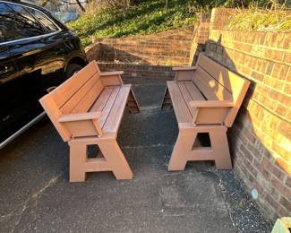 Benches that fold into a table.