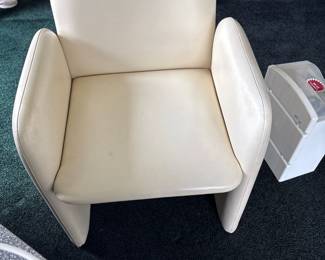 Cream Leather Accent Chair