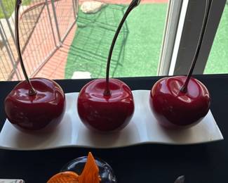 3 Ceramic Cherries from Brazil