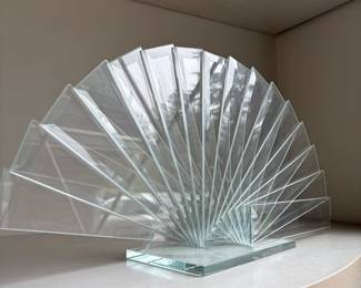 Abstract Kinectic Glass Sculpture Postmodern 1991