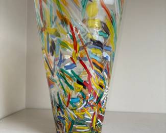 Crate & Barrel Rio Confetti Glass Vase