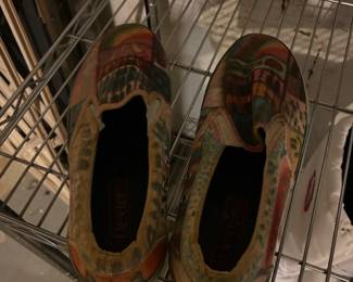 Turkish Kilim Wood Slip on Carpet Shoe Loafers