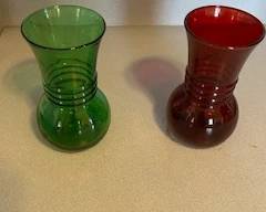vintage green and ruby vases