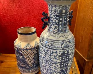 Blue and White Chinese Double Happiness Vase