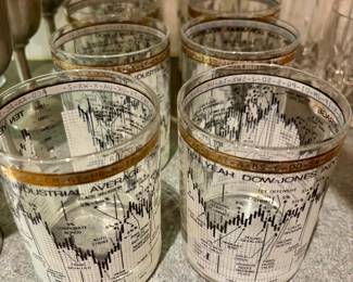 Vintage Cera Glass Dow Jones Tumblers