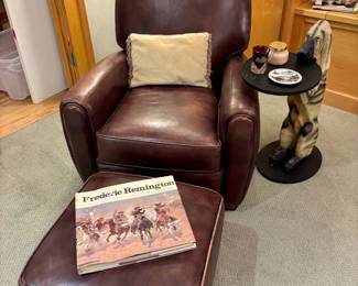 Flexsteel Leather Chair and Ottoman