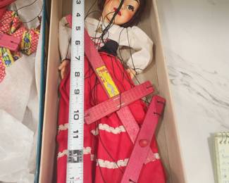 MANY VINTAGE HAZELLE'S MARIONETTES AND A FAB STAGE