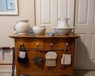dresser, bags