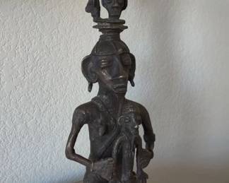 Heavy Bronze African Tribal Statue