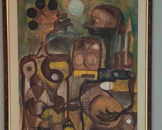 Abstract African Painting Artist Signed From Jezzard Galleries Las Vegas