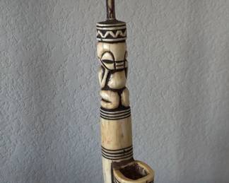 African Carved Bone Pipe