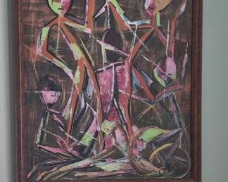 Modernist Style Canvas Painting Signed Otheo from Veerhoff Galleries Washington DC