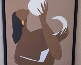 Artist Signed Abstract African Woman Art