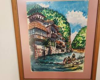 Set of 4 water colors by Joel Cabrera, Puerto Vallarta