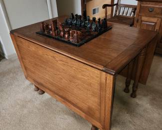 Ethan Allen gateleg dining table and matching hutch