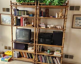 Vintage rattan bookcases/shelves