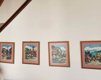 Set of 4 water colors by Joel Cabrera, Puerto Vallarta