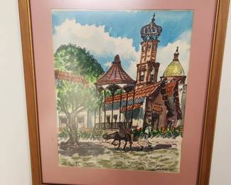 Set of 4 water colors by Joel Cabrera, Puerto Vallarta