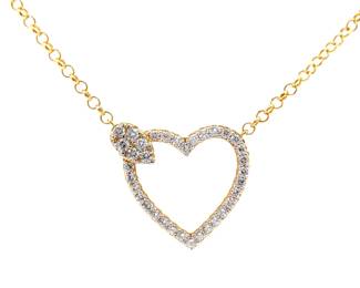 NEW! 1.33 Carat Pavé Diamond Open Heart Halo Leaf Pendant Necklace
