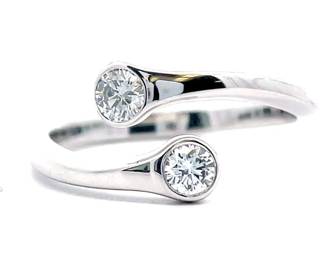 NEW! 0.30 Carat Diamond Two-Stone Coiled Bypass Ring