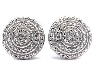 Beautiful Pavé Diamond Round Stud Earrings