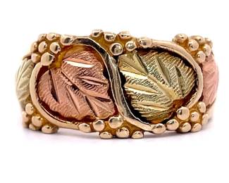 Black Hills Diamond-Cut Ring in Tri-Color Gold