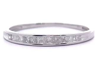 NEW! 0.25 Carat Princess Cut Diamond Semi-Eternity Ring in White Gold