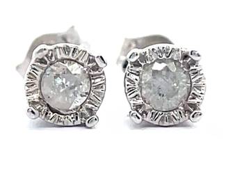 NEW! Solitaire 0.25 Carat Diamond Bezel Stud Earrings in White Gold