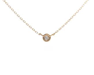 NEW! Petite Round Diamond Solitaire Bezel Necklace in 14k Yellow Gold
