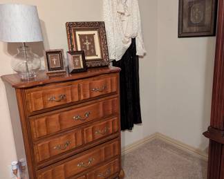 Chest of Drawers, Wall Decor, Lamp, Vintage Clothing