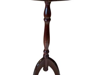 Vintage Leather Top Pie Crust Tripod Side Table Plant Stand