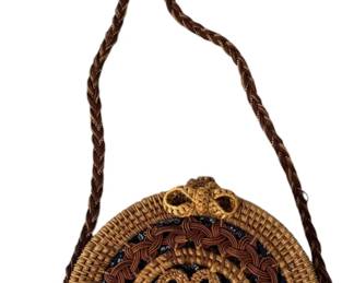 Adorable Boho Woven Rattan Crossbody Handbag