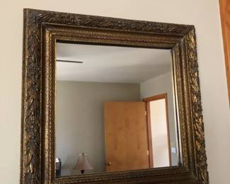Small Wall Mirror with Pretty Gilded Wood Look Frame