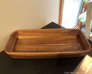 Natural Wooden Serving Tray with Sides