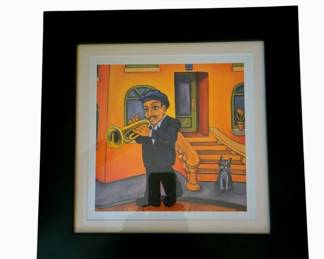 Framed Will Rafuse Art Print Jazz Cat Alley III