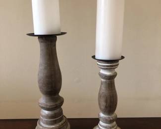 Pair of Rustic Pedestal Candle Holders