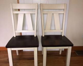 Pair of Modern Farmhouse Unbranded Wooden Dining Chairs