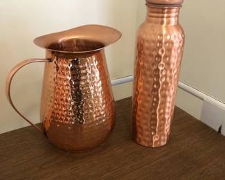 Hammered Copper Cocktail Shaker and Pitcher