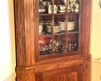 Antique cherry corner cupboard