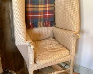 18th century style upholstered wing chair