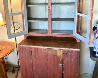 Classic antique painted step back cupboard