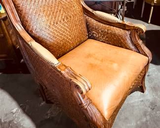 Island, tropical style, accent leather chair