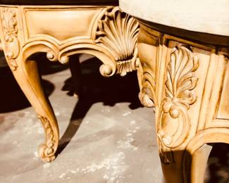 Two Victorian stone top end tables