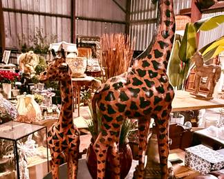 Tall leather Giraffe statues
