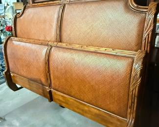 Island, tropical style king bed, headboard, footboard, and rails