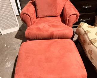Upholstered chair and ottoman