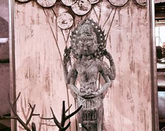 Bronze standing Lady Buddha, Framed Art