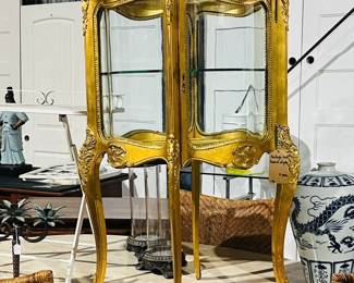 Antique French Golden glass cabinet