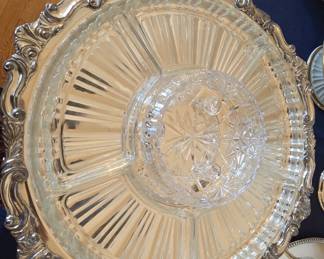 Silver Plated Lazy susan w/dividers