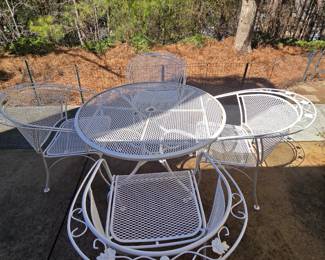 LOTS of wrought iron!! Table & chairs "Dogwood Pattern"
